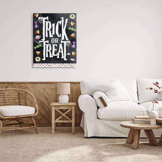 Stupell Industries Trick Or Treat Halloween Candy Canvas Wall Art